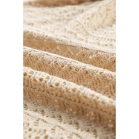 Apricot Hollow Out Knit Drop Shoulder Open Front Cardigan - L