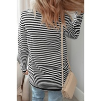 Black Stripe Long Sleeve Button up Tunic Cardigan - M