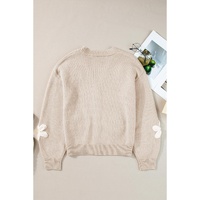 Parchment Elegant Flower Decor Button Front Cardigan - L