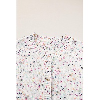 White Multicolor Confetti Sweater Cardigan - M