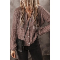 Goat Cut Out Textured Knit Buttoned Cardigan - L
