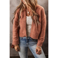 Light French Beige Drop Shoulder Open Front Cropped Cardigan - L