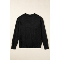 Black Open Knit Drop Shoulder Sweater Cardigan - 2XL