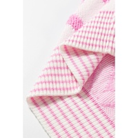 Pink Rhombus Pattern Knit Open Front Pocketed Cardigans - L