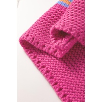 Rose Stripe Colorful Puff Sleeve Drop Shoulder Loose Cardigan - M