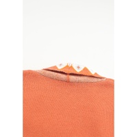 Orange Printed Aztec Print Open Front Knitted Cardigan - L