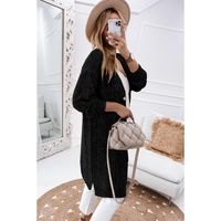 Azura Exchange Black Hollow-out Openwork Knit Cardigan - M