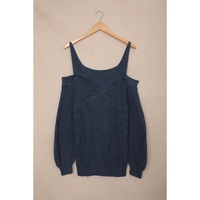 Dark Blue Dew Shoulder Juliette Knitted Sweater - S