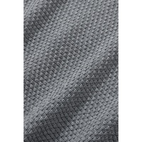 Gray Henley Pullover Drop Shoulder Sweater with Slits - L