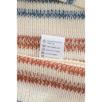 Multicolor Striped Knit Kangaroo Pocket Hooded Sweater - XL