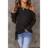 Azura Exchange Black Striped Long Sleeve Knit Sweater - XL