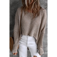 Gray Slouchy Dolman Sleeve High Low Sweater - S