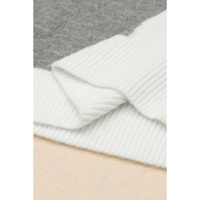 Gray Colorblock Ribbed Trim Round Neck Sweater - XL