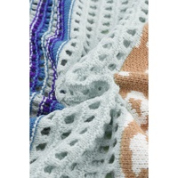 Multicolor Leopard Striped Mix Pattern Knit Crochet Sweater - L