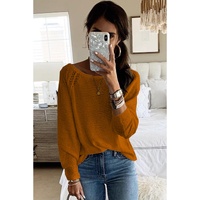 Brown Long Sleeve Cutout Shoulder Relaxed Sweater - XL