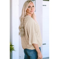 Apricot Exposed Seam Ribbed Knit Dolman Sweater - M
