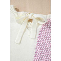 Bonbon Neutral Colorblock Tie Back Sweater - L