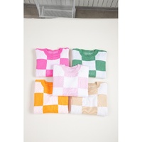 Rose Checkered Bishop Sleeve Sweater - L