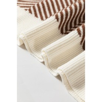 Coffee Contrast Edge Crew Neck Drop Shoulder Sweater - 2XL