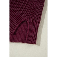 Green Color Block Striped Buttoned Shoulder Split Sweater - L