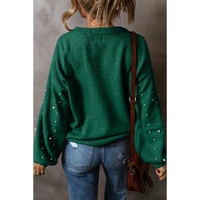 Evergreen Pearled Drop Shoulder Round Neck Sweater - XL