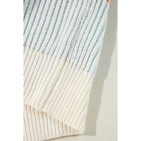 Multicolour Colorblock Textured Knit Bubble Sleeve Sweater - XL