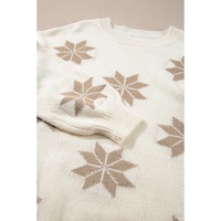 White Snowflake Christmas Tunic Sweater - M