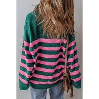 Green Collared Quarter Zipper Oversized Sweater - 3XL