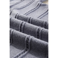 Light Grey Boat Neck Drop Shoulder Pointelle Knit Sweater - L