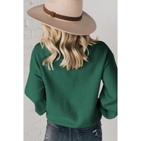 Blackish Green Pearl Beaded Merry Casual Sweater - M