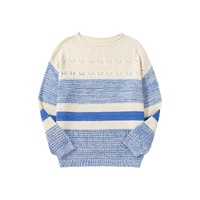 Light Blue Open Stitch Puff Sleeve Sweater - L