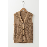 Parchment V Neck Buttoned Front Sweater Vest - S