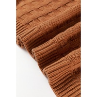 Camel Round Neck Textured Knit Sweater Vest - L