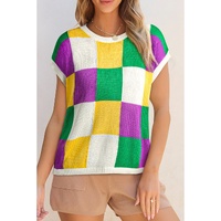Tillandsia Purple Color Block Cap Sleeve Sweater - M