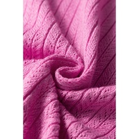 Phalaenopsis Textured Square Neck Half Sleeve Knitted Top - L