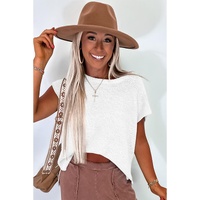 Jet Stream Solid Color Sweater Tee with Side Slits - S