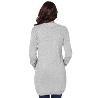 Gray Front Pocket and Buttons Closure Cardigan - M