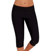 Black Mid Waist Crop Swim Leggings - 2XL