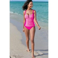 Bonbon Ruched Tummy Control Tankini 2pcs Swimsuit - M