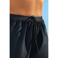 Black Scalloped Trim Beach Shorts - S