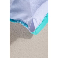 Blue Contrast Trim Crisscross Back High Waisted Bikini - XL