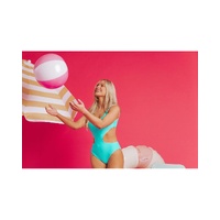 Purple Abstract Geometry Print Daring Cutout Reversible One Piece Swimsuit - S