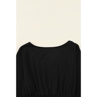 Black Button Up High Waist Long Sleeve Dress - XL
