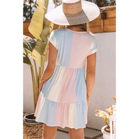 Azura Exchange Multicolor Striped Color Block Tiered Mini Dress - XL