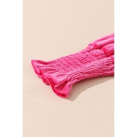 Rose Frilled Neck Smocked Bodice Velvet Dress - S