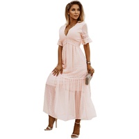 Swiss Dot Lace Trim Maxi Dress - S