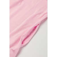 Pink V Neck Hidden Pocket Splits Maxi T-shirt Dress - M