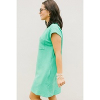 Mint Green Textured Cap Sleeve T Shirt Dress - S