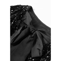 Black Sequin Long Sleeve Knot Cutout Back Mini Dress - XL