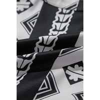 Black Geometric Print V Neck Ruffled Dress - XL
